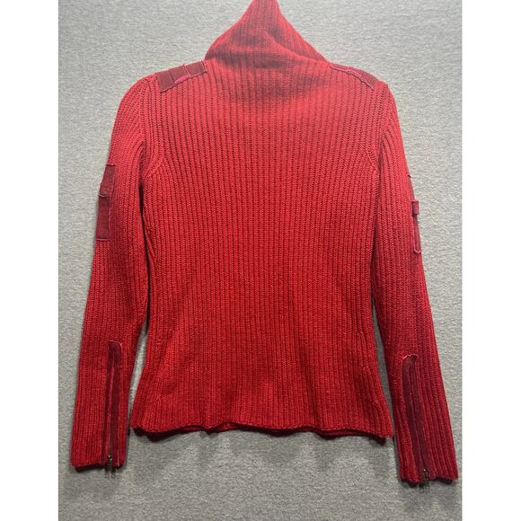 VTG Free People Cardigan Sweater Full Zip Sleeve Zipper Pocket Red Womens Size M - Picture 2 of 9